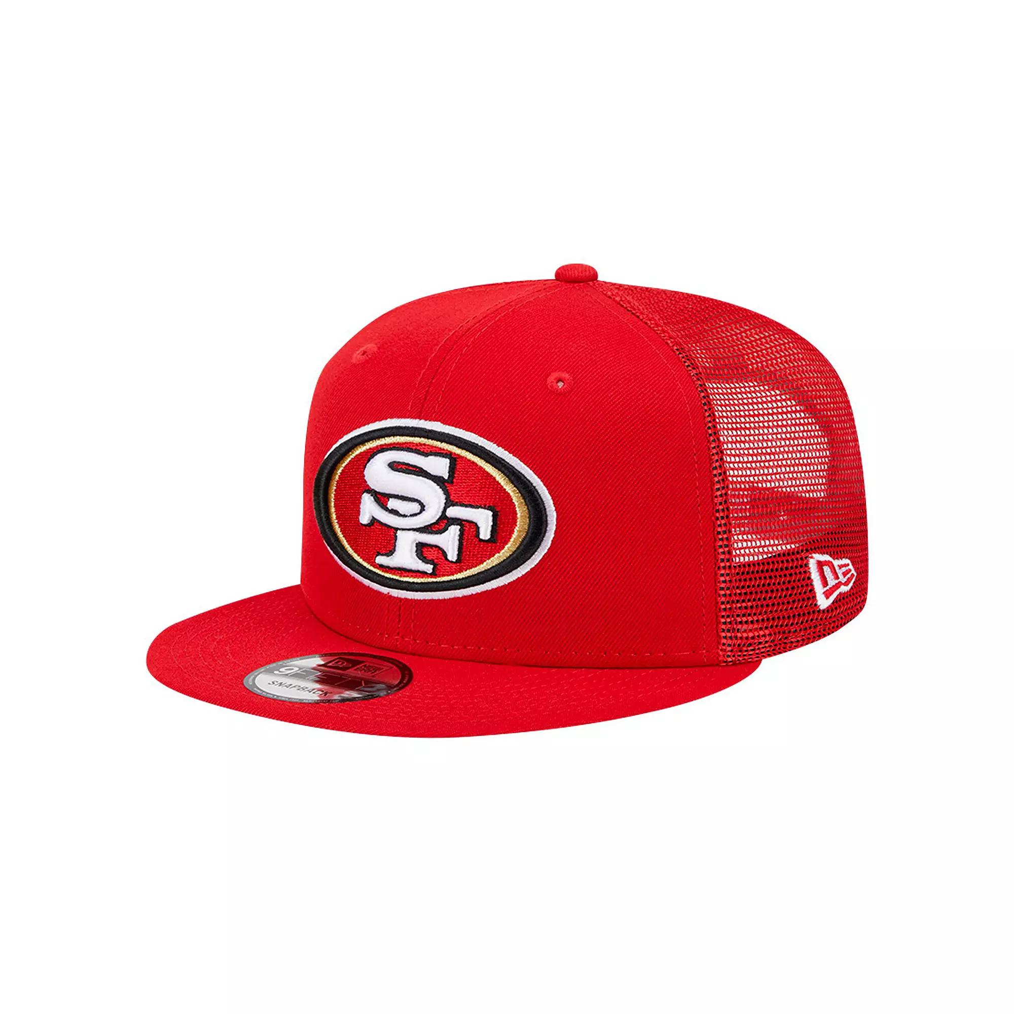 Men's New Era Scarlet San Francisco 49ers Main Trucker 9FIFTY Snapback Hat, Red Product Image