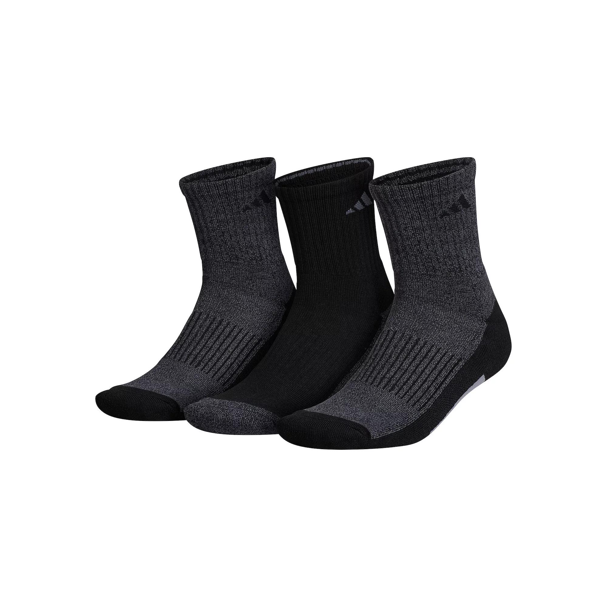 Men's adidas 3-pack Cushioned Mid-Crew Socks, Size: 6-12, Black Onix Gray Product Image