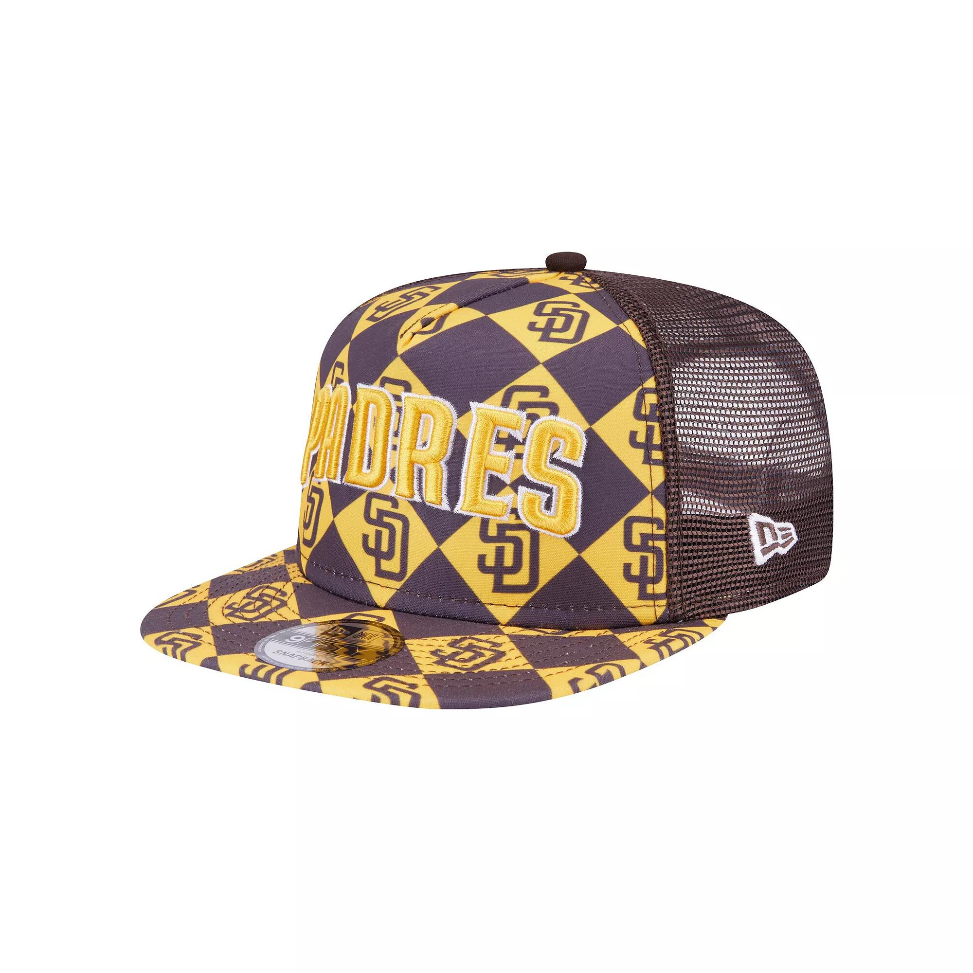 Men's New Era Brown San Diego Padres Seeing Diamonds A-Frame Trucker 9FIFTY Snapback Hat Product Image