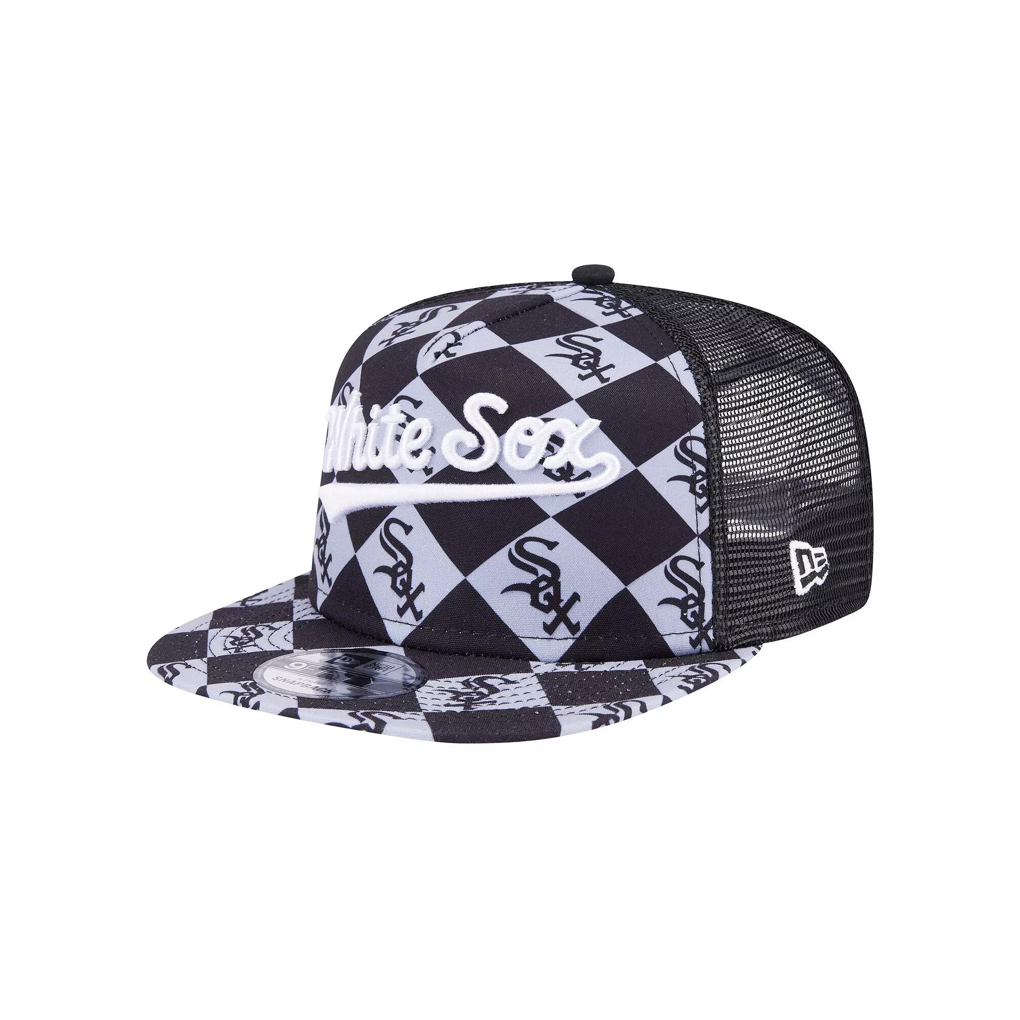Men's New Era Black Chicago White Sox Seeing Diamonds A-Frame Trucker 9FIFTY Snapback Hat Product Image