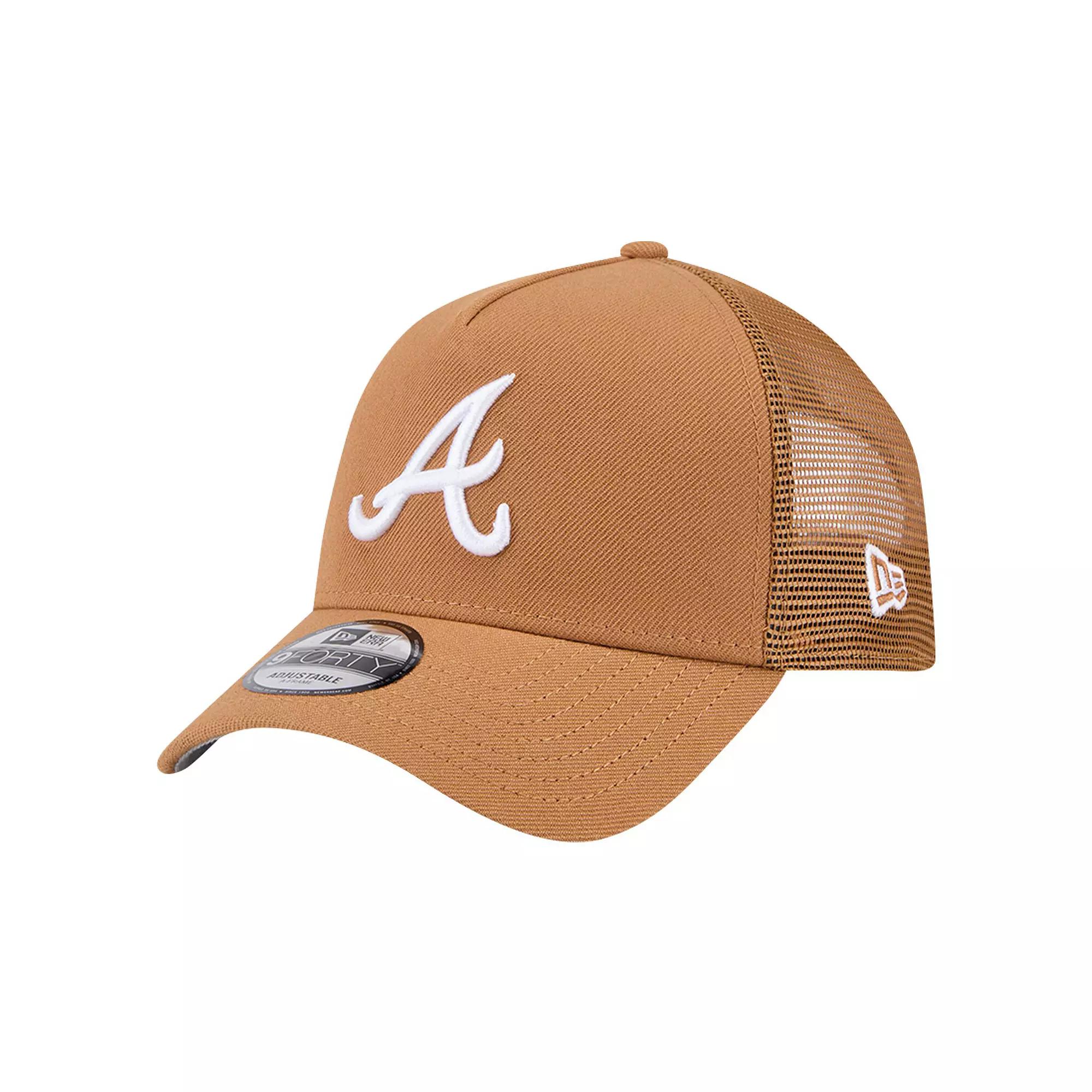 Men's New Era Brown Atlanta Braves A-Frame Trucker 9FORTY Adjustable Hat Product Image