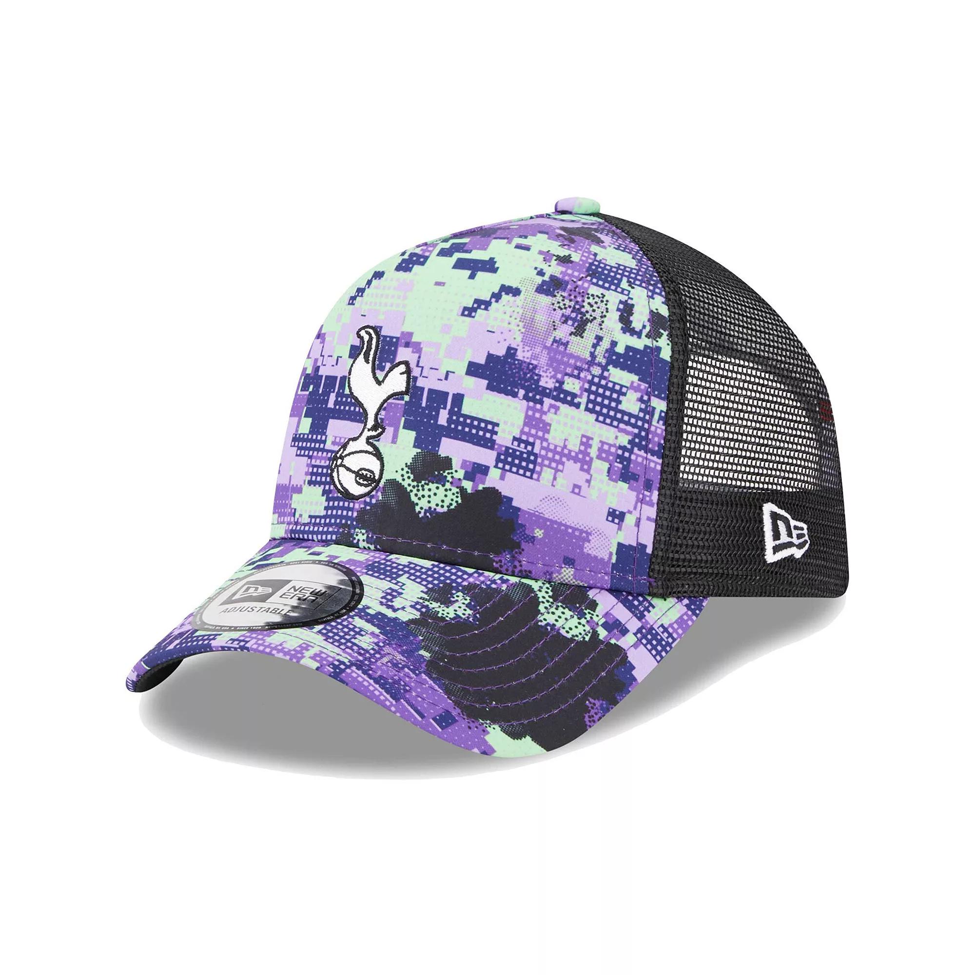 Men's New Era Tottenham Hotspur Black Glitch All Over Print E-Frame Trucker Adjustable Hat, Tot Black Product Image