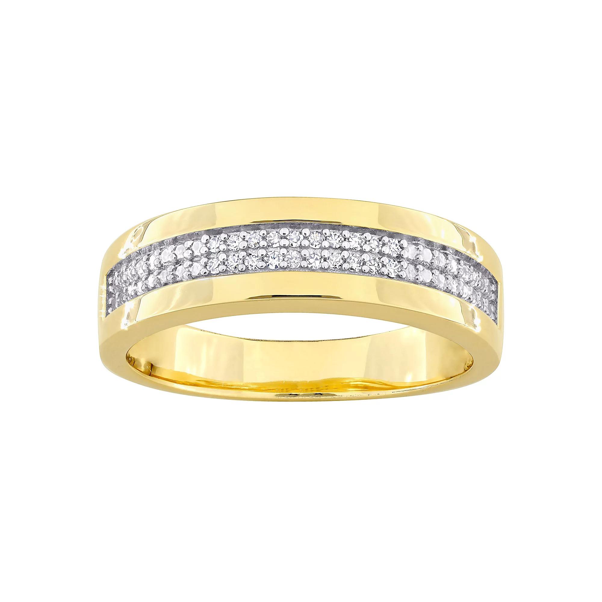 Stella Grace Men's 18k Gold Over Silver 1/10 Carat T.W. Diamond Anniversary Ring, Gold Tone Product Image