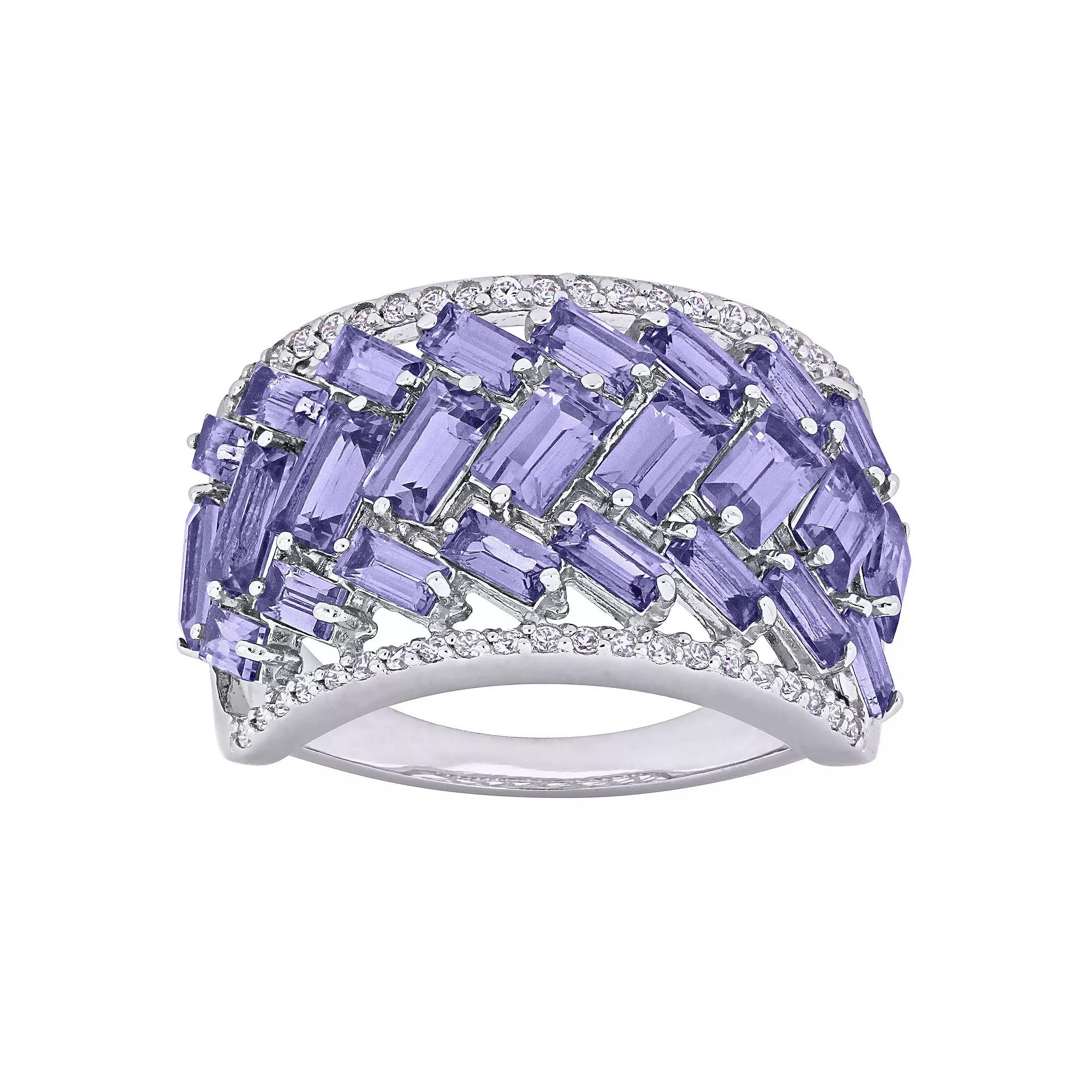 Stella Grace Sterling Silver Tanzanite & White Topaz Multi-Row Ring, Women's,  Product Image