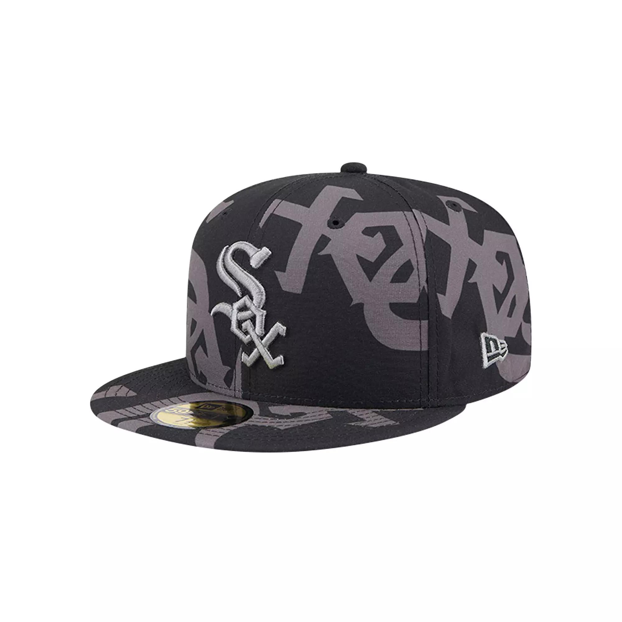 Men's New Era Black Chicago White Sox Logo Fracture 59FIFTY Fitted Hat, Size: 7 Product Image