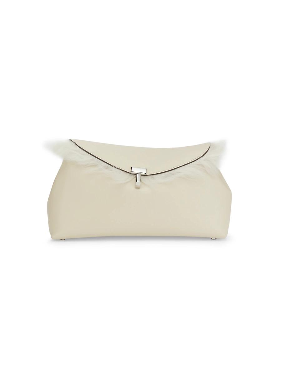 Womens Shearling T-Lock Leather Clutch Product Image