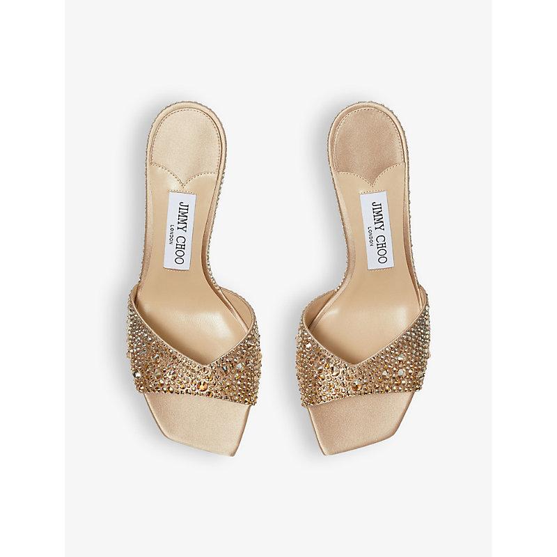 JIMMY CHOO Golden Crystal Heels In Beige O Tan Product Image