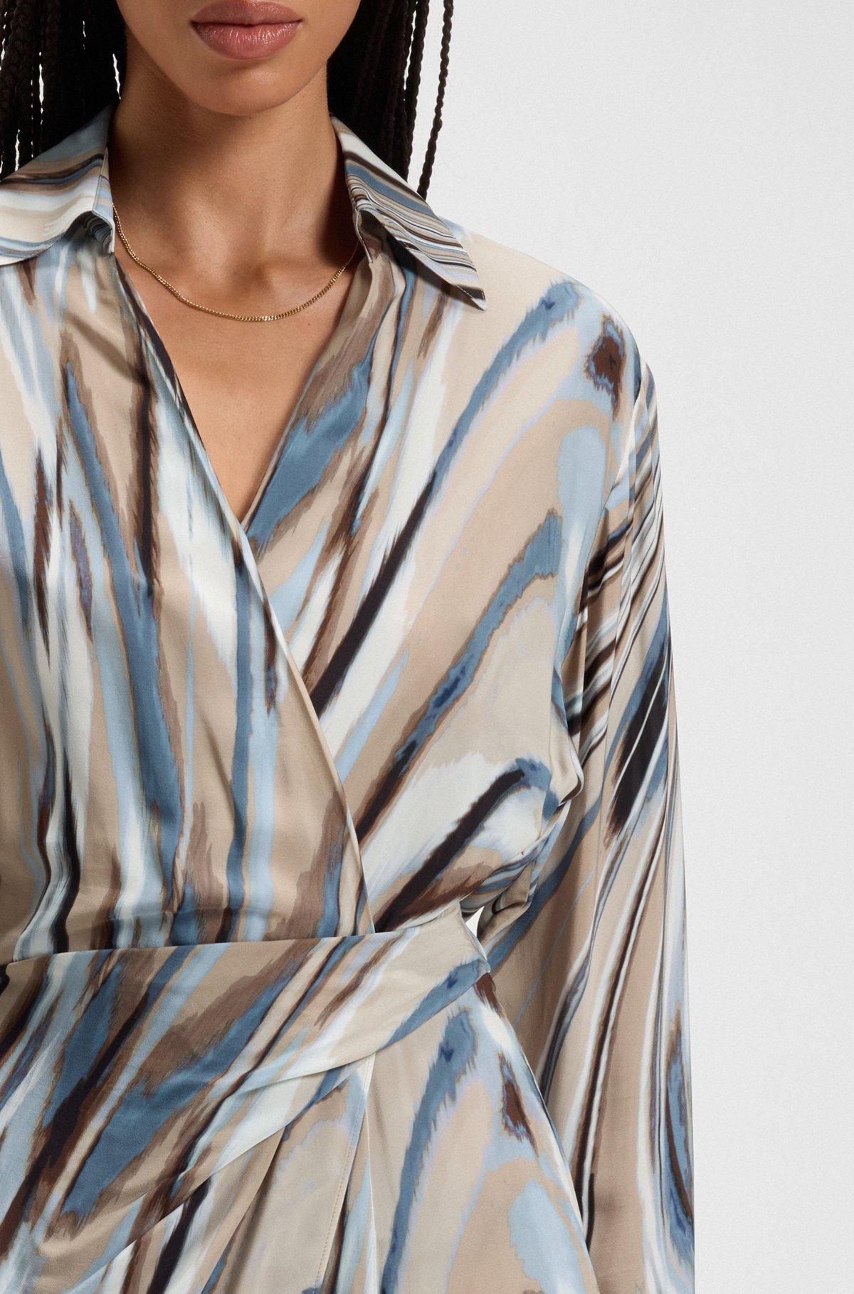 BOSS - Wrap-front dress with swirl print - Patterned Product Image