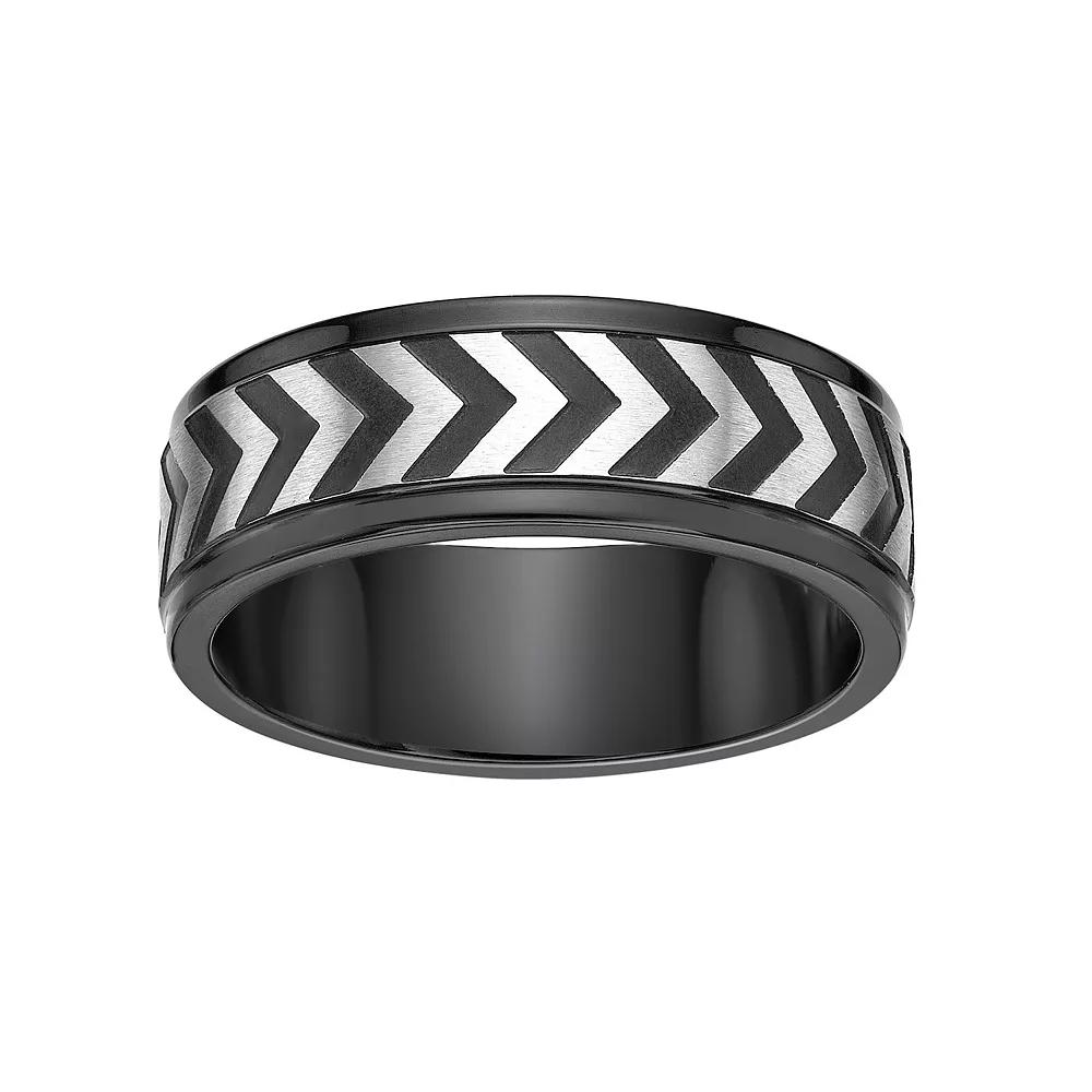 LYNX Men's Stainless Steel Chevron Ring, Size: 8 Product Image
