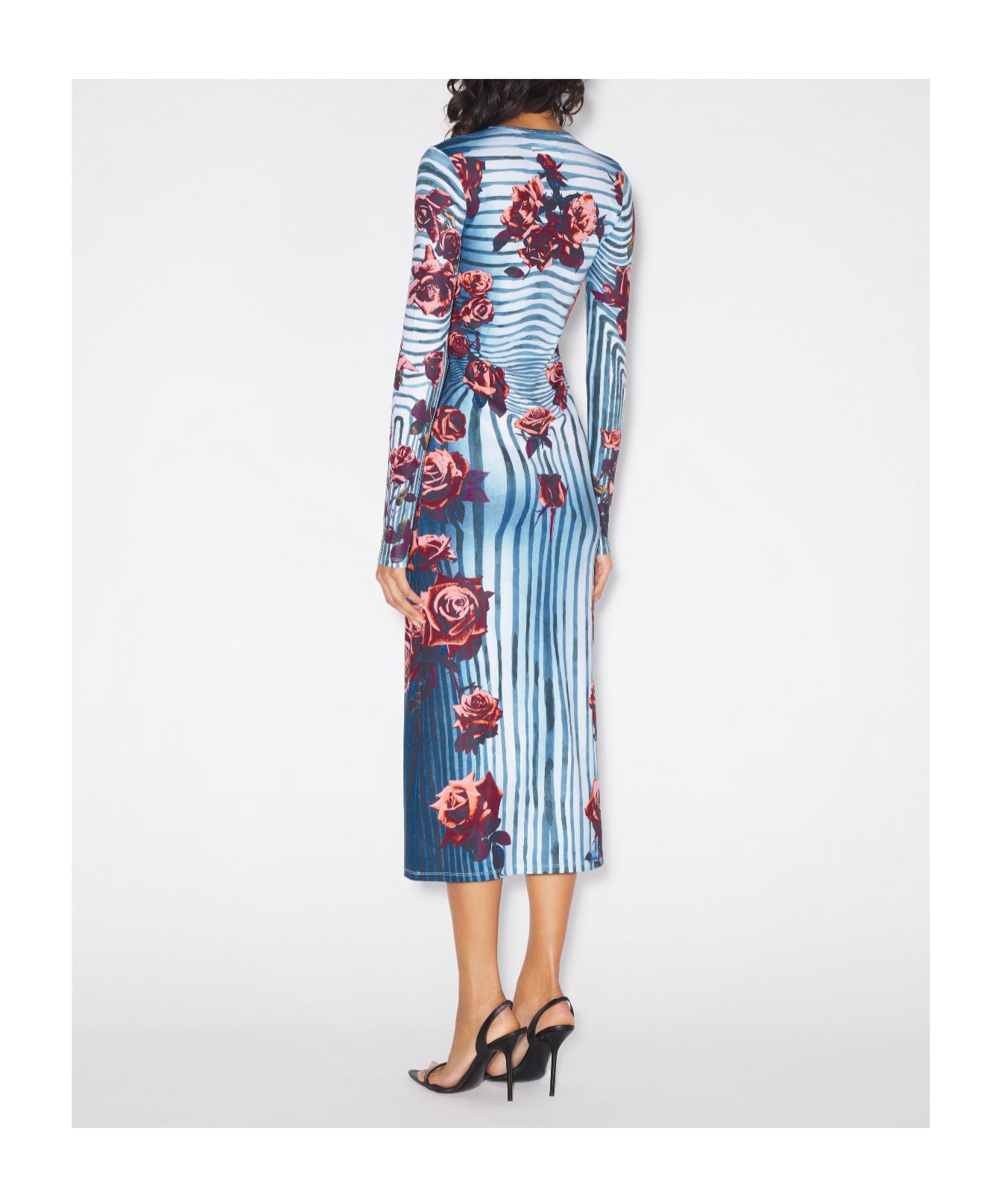 JEAN PAUL GAULTIER Floral Jersey Midi Dress In Blue Product Image