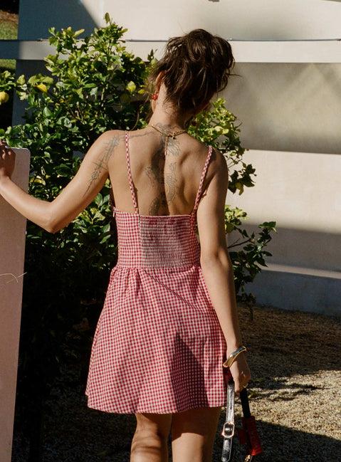 Toulouse Mini Dress Red Gingham Product Image