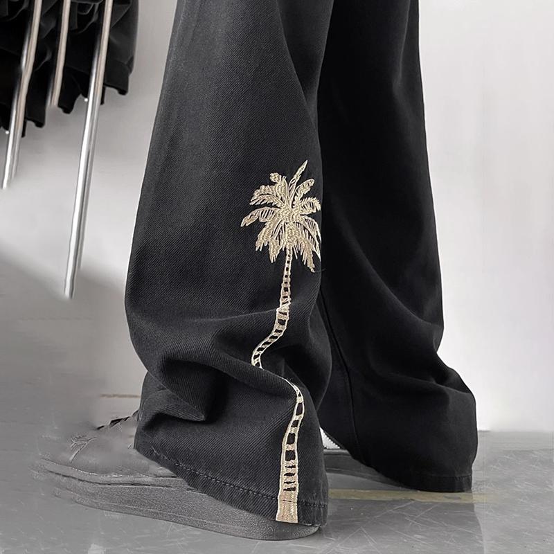 Sopula Men's Handsome American Retro Embroidered Straight Jeans Product Image