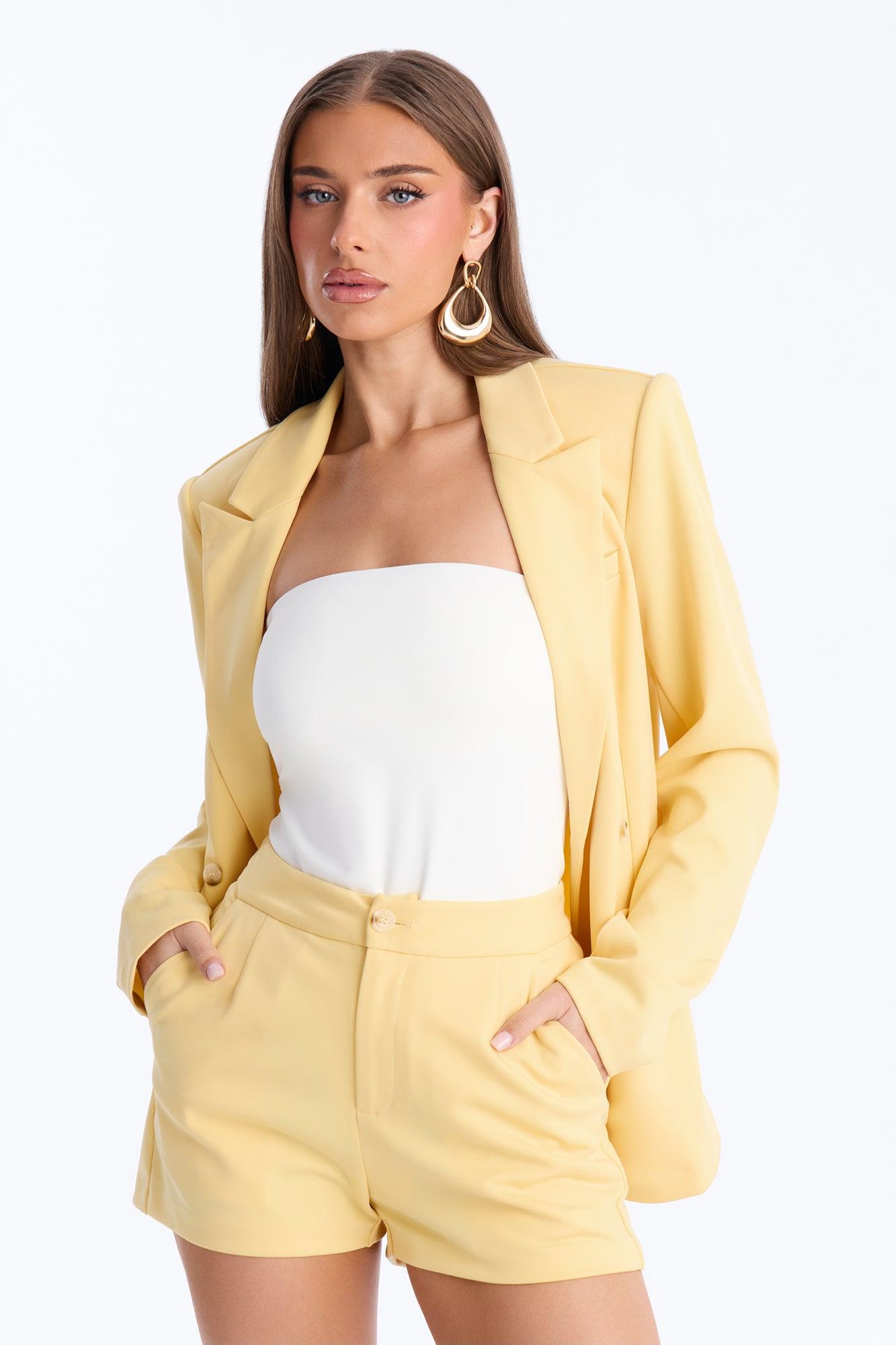 Bright Intentions Blazer Short Set - Yellow Female Product Image
