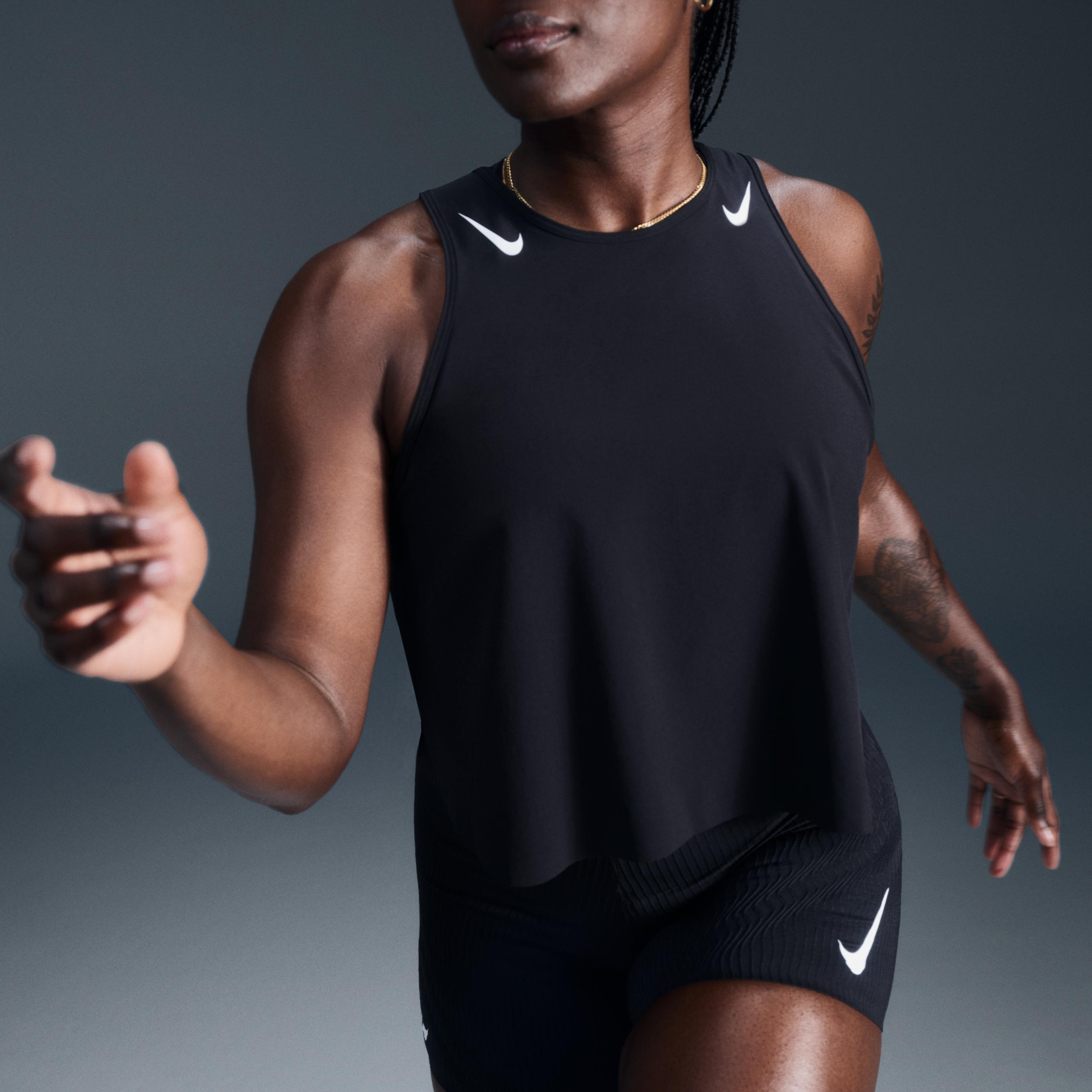 Nike Womens AeroSwift Dri-FIT ADV Cropped Running Tank Top | FN2713-010 Product Image