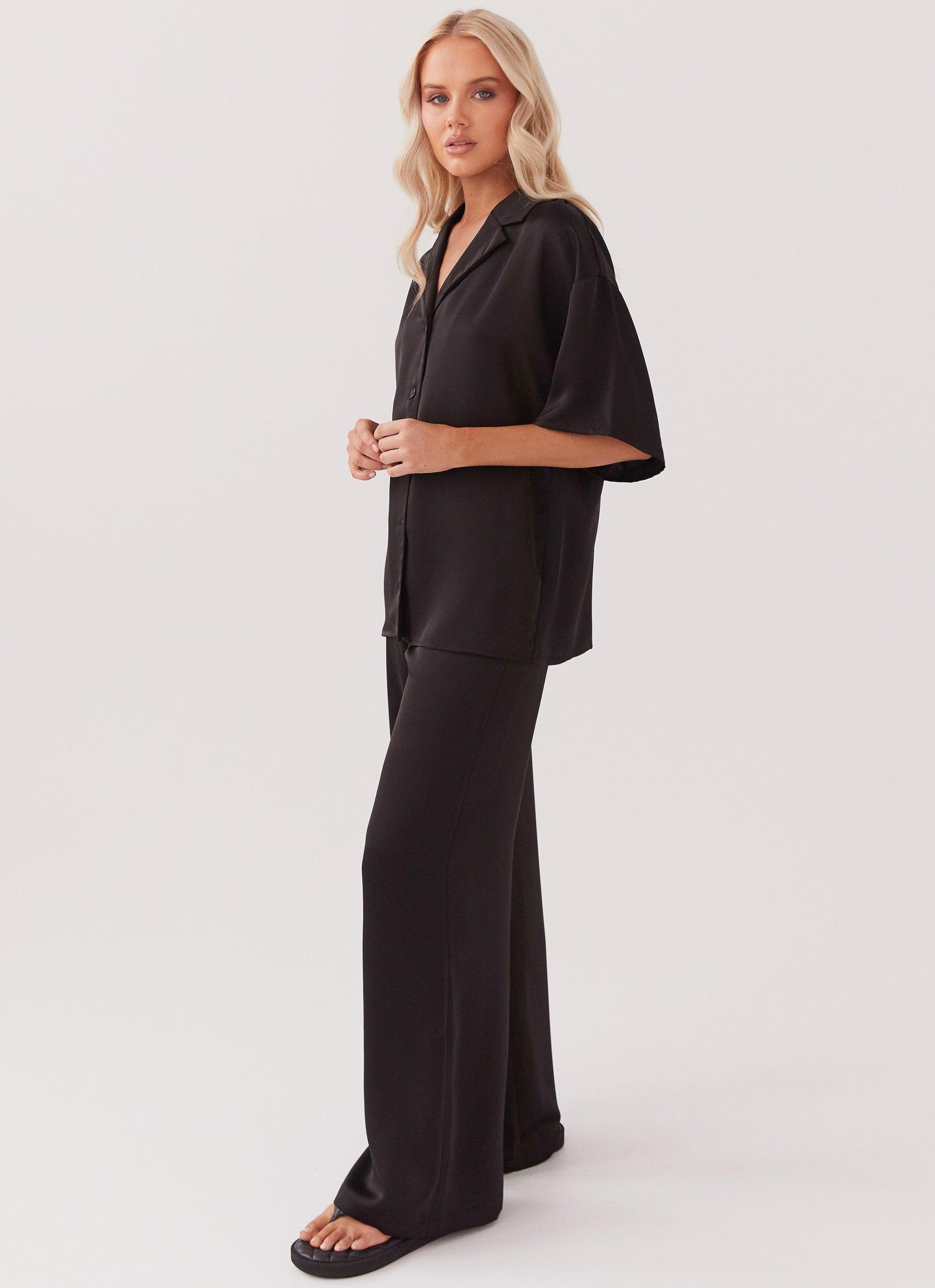 Palm Cove Satin Pants - Black Product Image