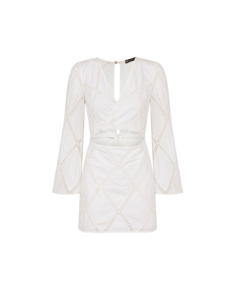 Eyelet Kaira Short Dress - Off White Product Image