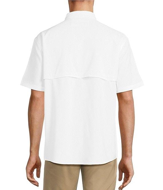 Roundtree & Yorke Performance The Charter Vented Chambray Short Sleeve Solid Fishing Sport Shirt Product Image