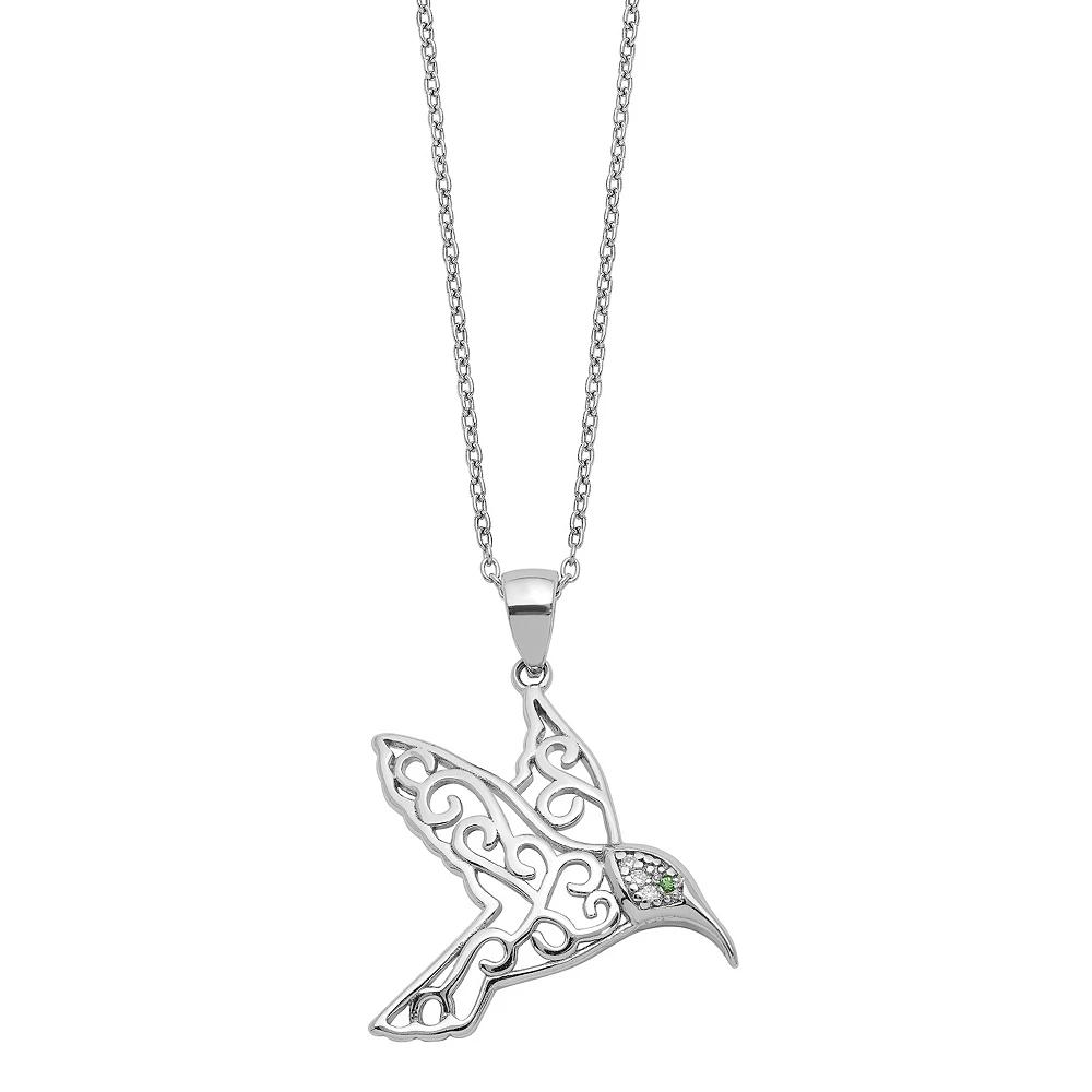 Sophie Miller Sterling Cubic Zirconia Hummingbird Necklace, Women's, Size: 18" Product Image