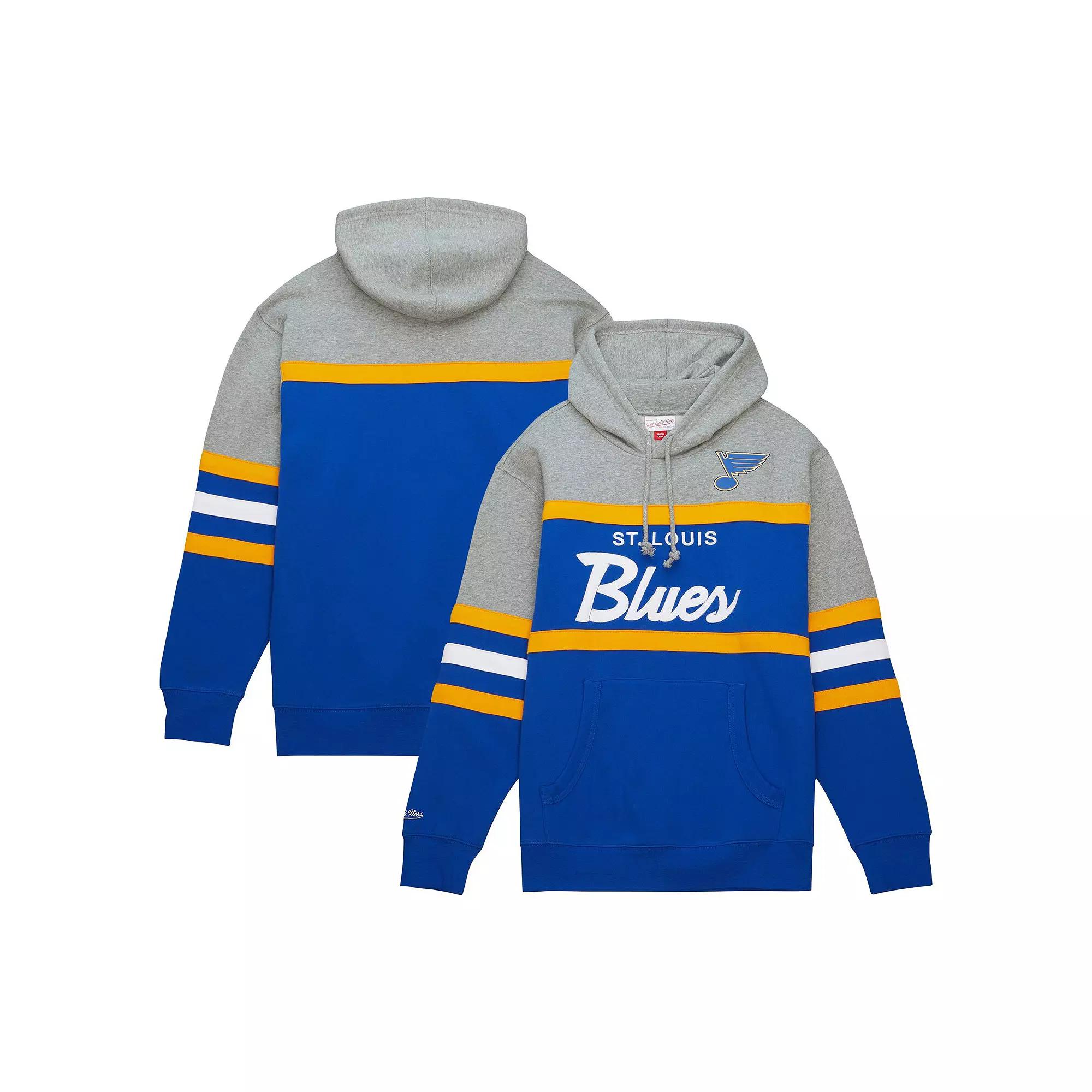 Men's Mitchell & Ness Blue/Gray St. Louis Blues Head Coach Pullover Hoodie, Size: 3XL Product Image