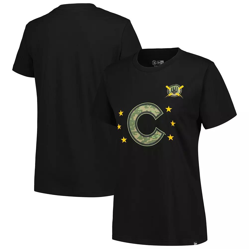 Women's New Era Black Chicago Cubs Armed Forces Day T-Shirt,  Product Image