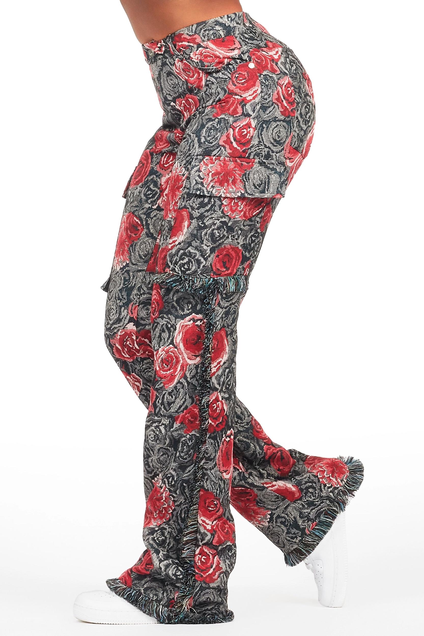 Darresha Black/Red Floral Tapestry Stacked Pant Female Product Image