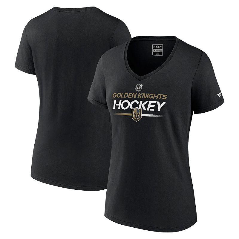 Women's Fanatics Branded Black Boston Bruins Authentic Pro V-Neck T-Shirt,  Product Image