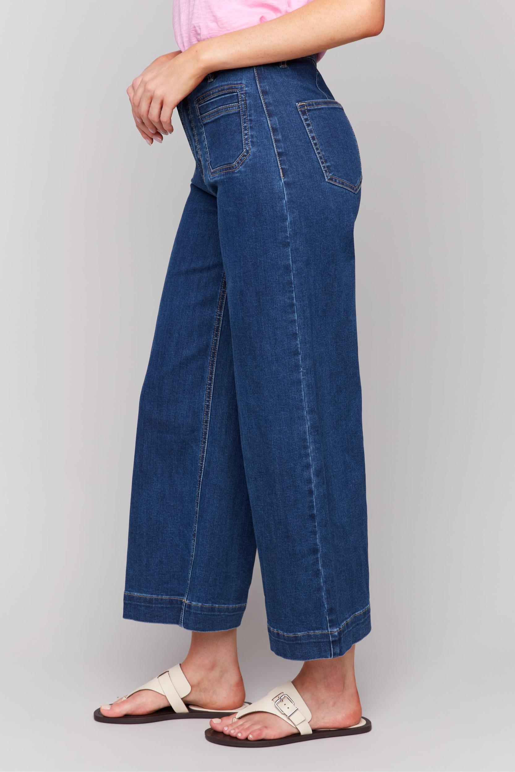 Cropped Flare Leg Front Patch Pocket Jean Product Image