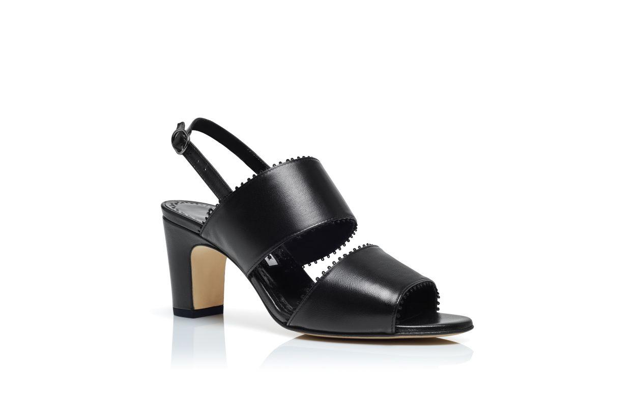 PERSIO Black Nappa Leather Slingback Sandals Product Image
