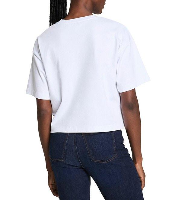 Spanx Knit Short Sleeve Crew Neckline Cotton Boxy T-Shirt Product Image