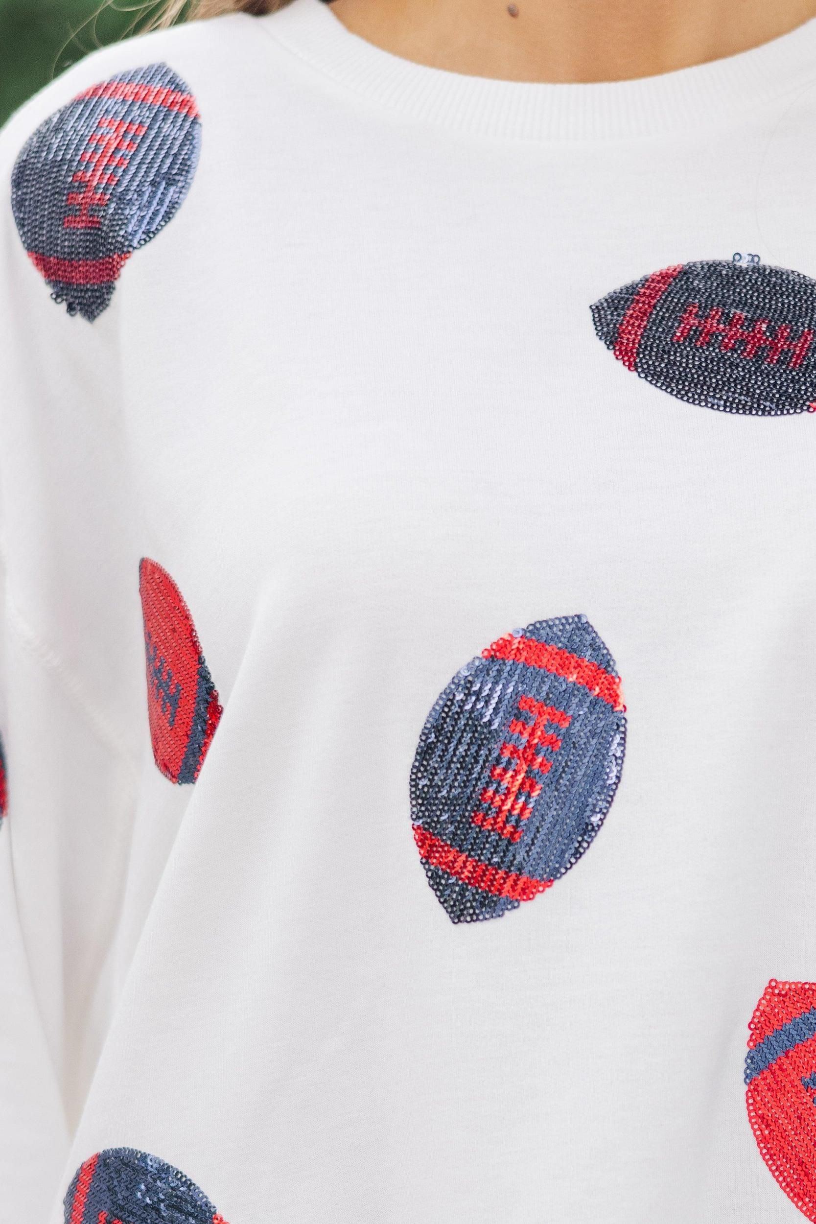 Live Your Life Red Football Sequin Top Female Product Image