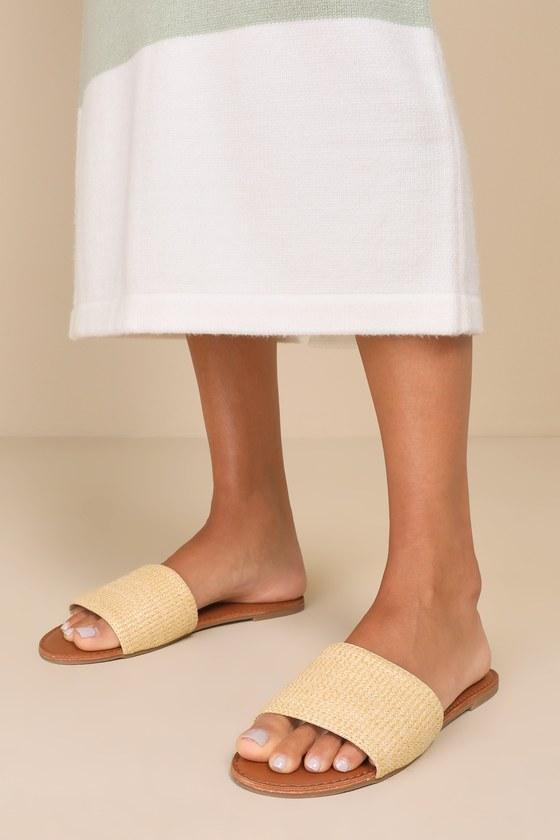 Addison Raffia Slide Sandals Product Image