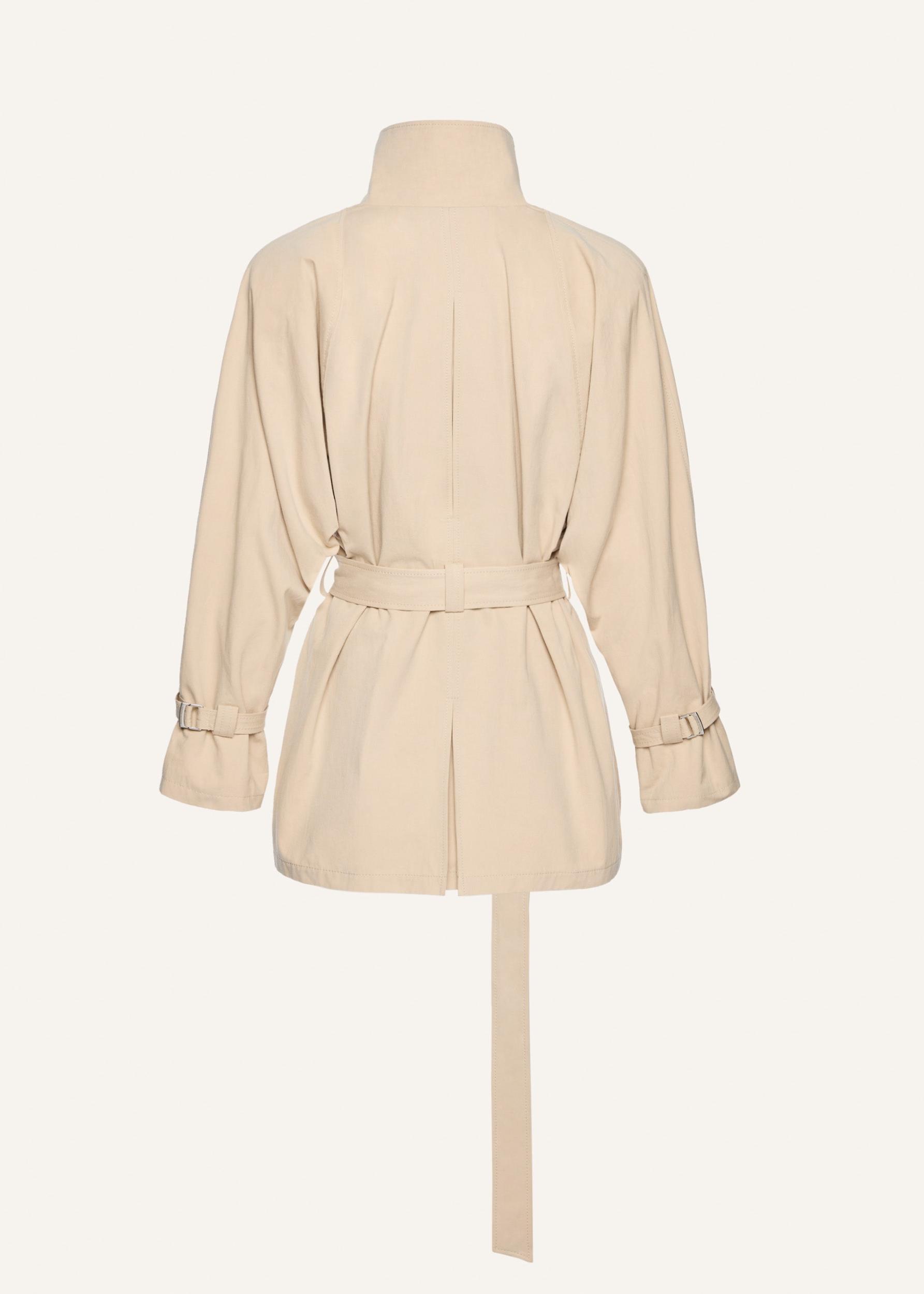 Cotton high collar trench in beige Product Image