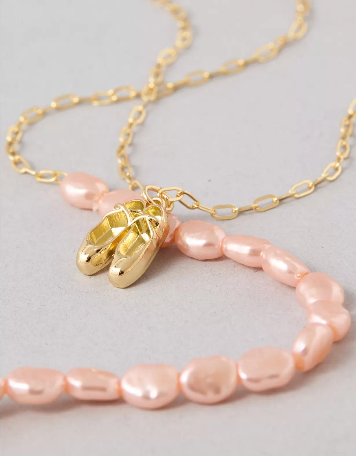 AEO Pink Pearl Necklace 2-Pack Product Image