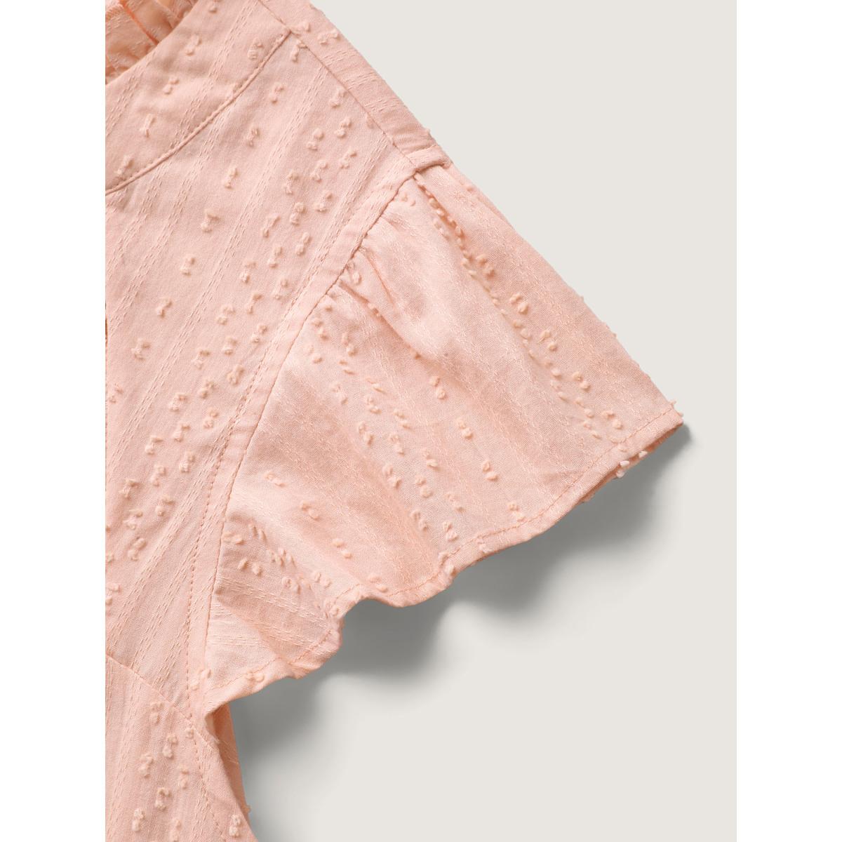 Plus Size Crepe Cotton Cut-Out Lace Ruffled Neck Blouse Women Romantic Cap Sleeve Round Neck Elegant Blouses BloomChic 14-16/1X Product Image