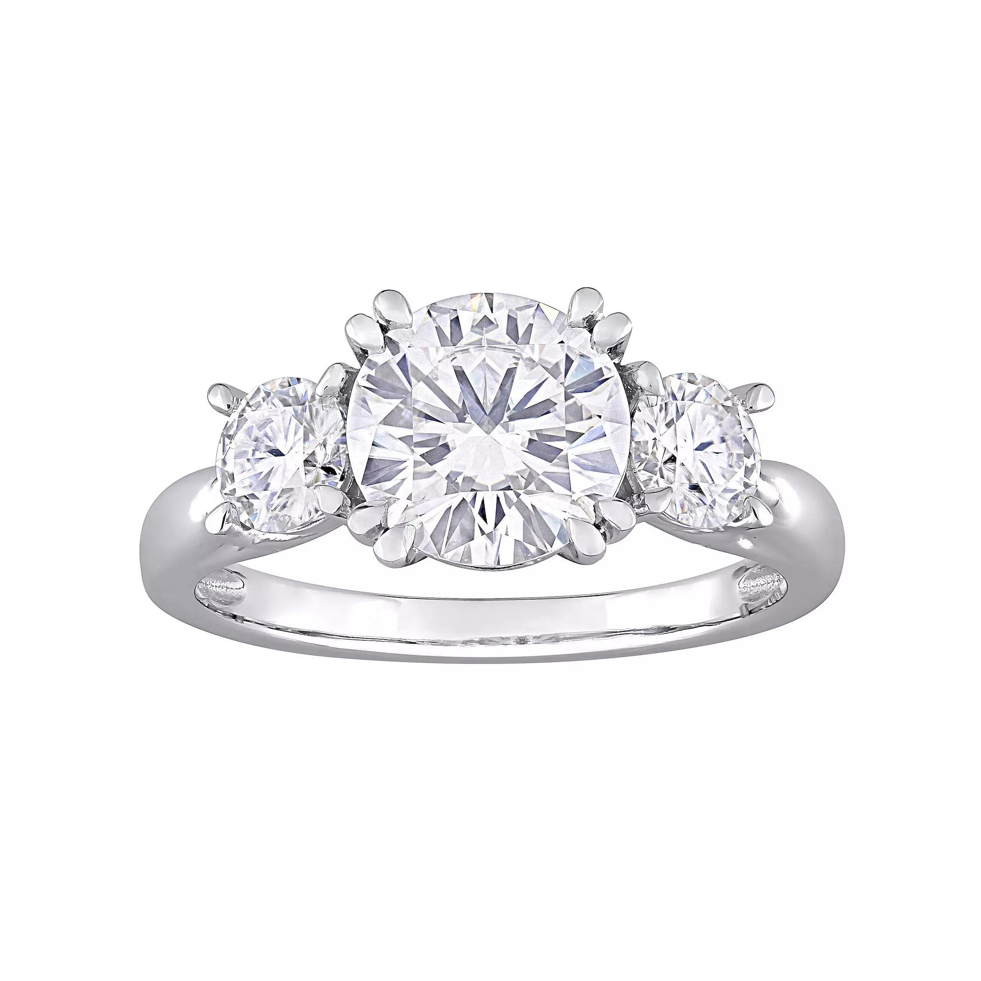 Stella Grace 10k White Gold 2 3/4 Carat T.W. Lab-Created Moissanite 3-Stone Engagement Ring, Womens Product Image