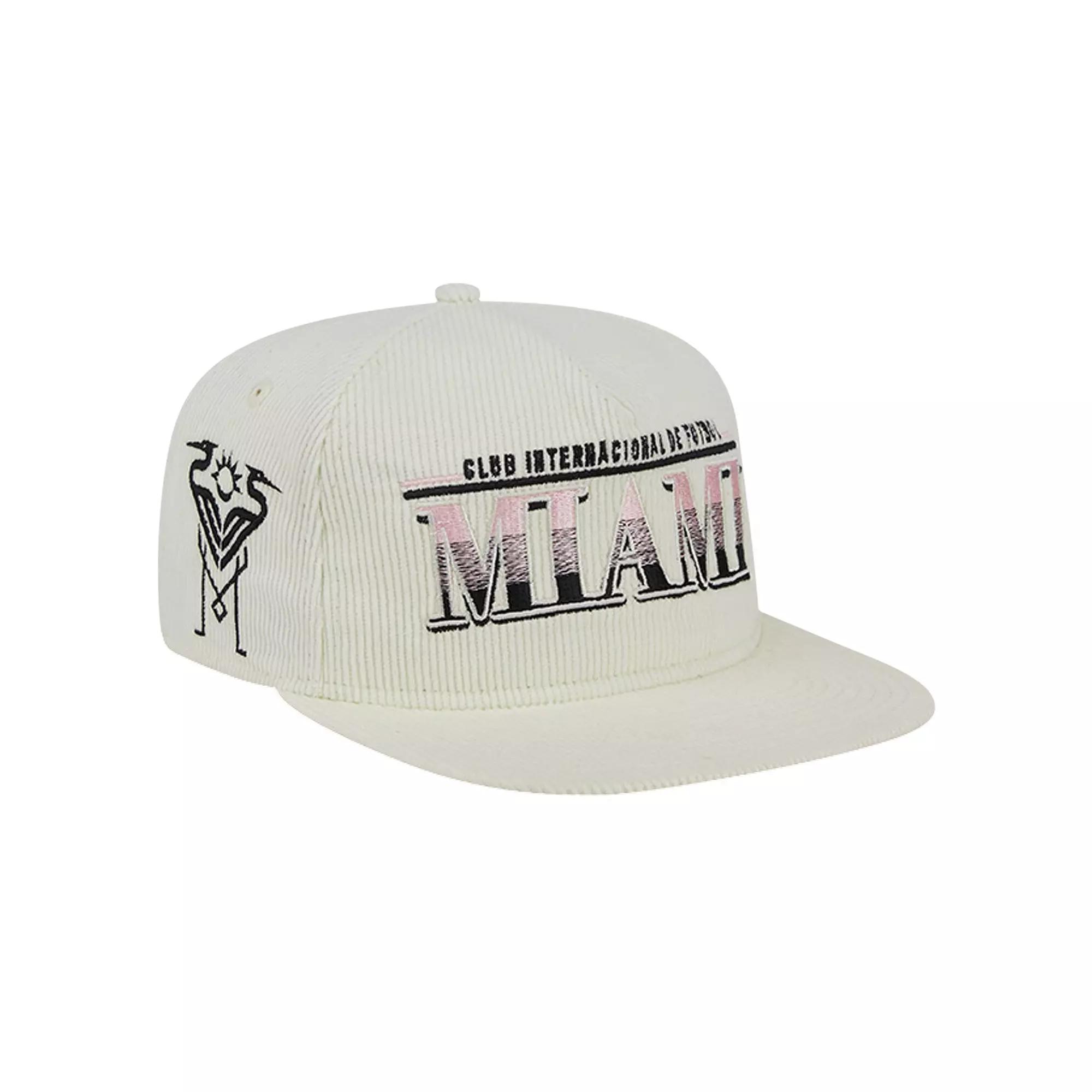 Men's New Era White Inter Miami CF Throwback Corduroy Golfer Adjustable Hat, Mls White Product Image