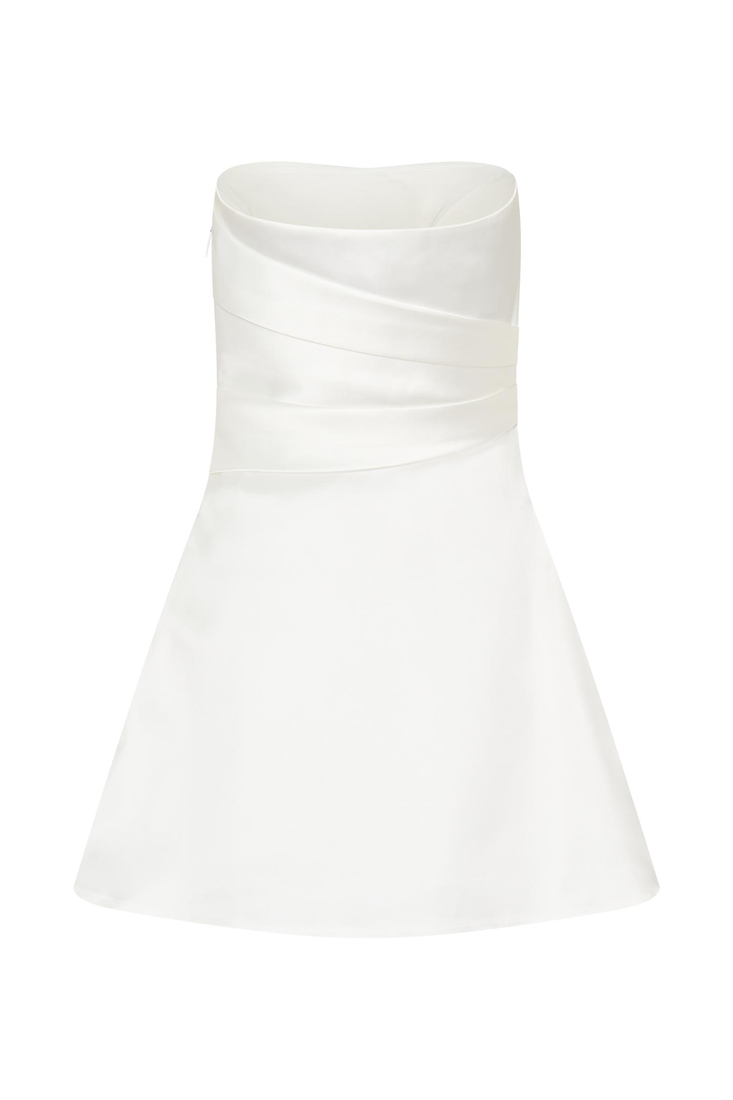 Lora Strapless Satin Mini Dress - White Product Image