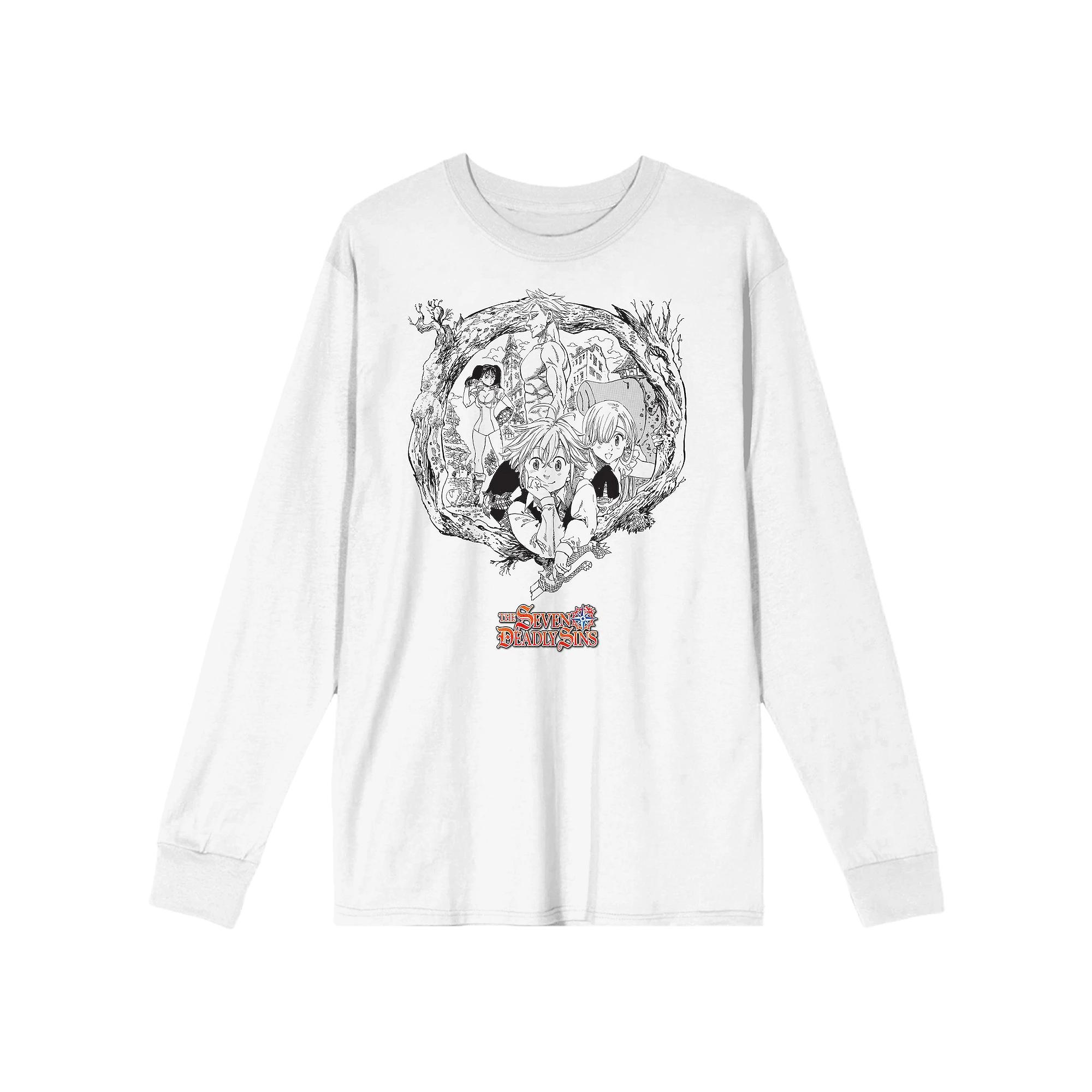 Men's Seven Deadly Sins Manga Long Sleeve Graphic Tee, Size: Small, White Product Image