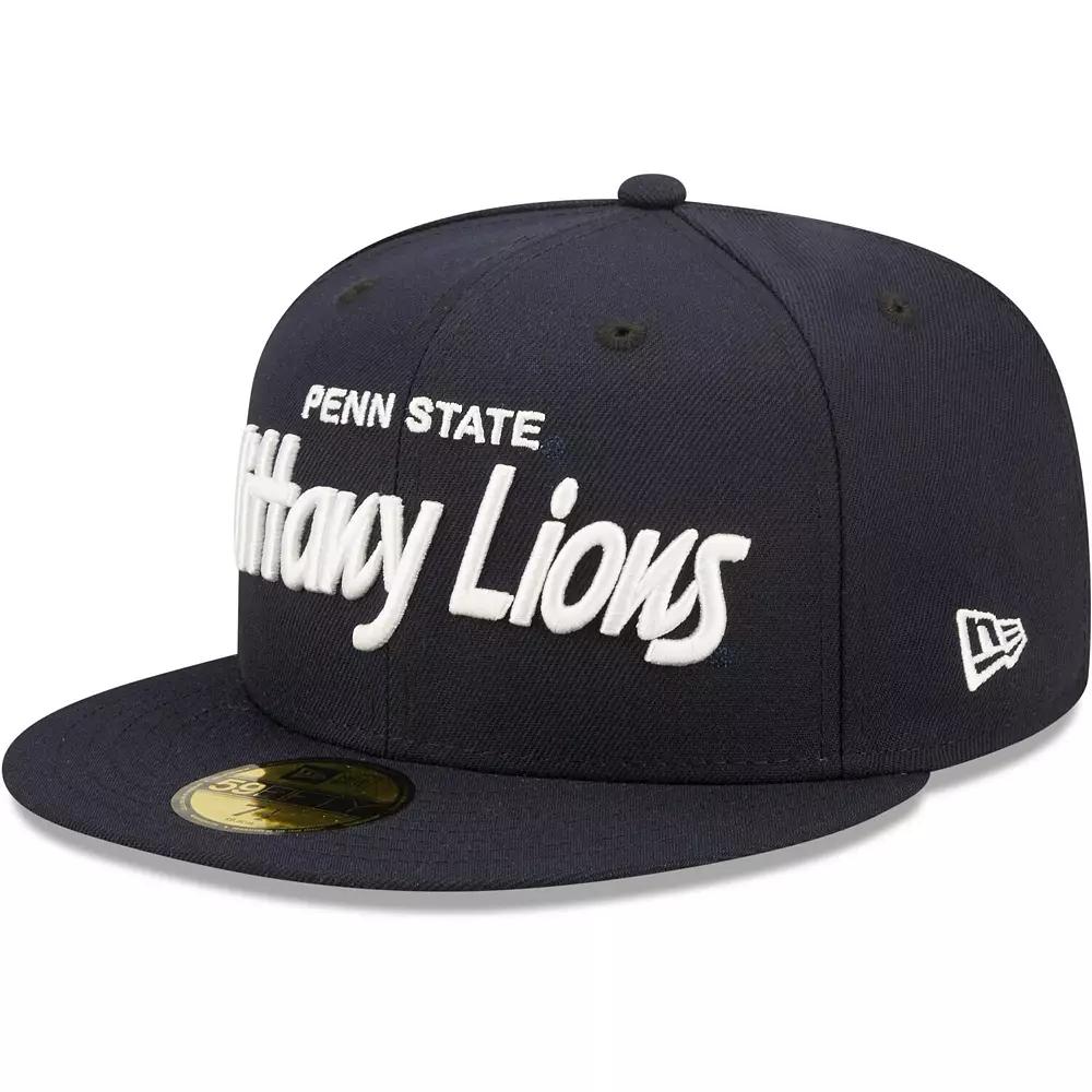 Men's New Era Navy Penn State Nittany Lions Script Original 59FIFTY Fitted Hat,  Product Image