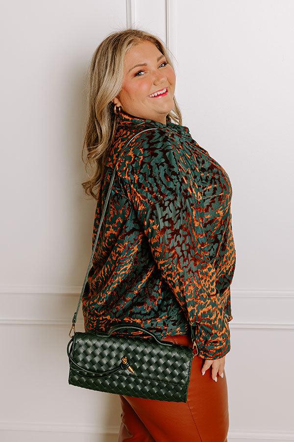 Modern Muse Velvet Burnout Top in Teal Curves Product Image