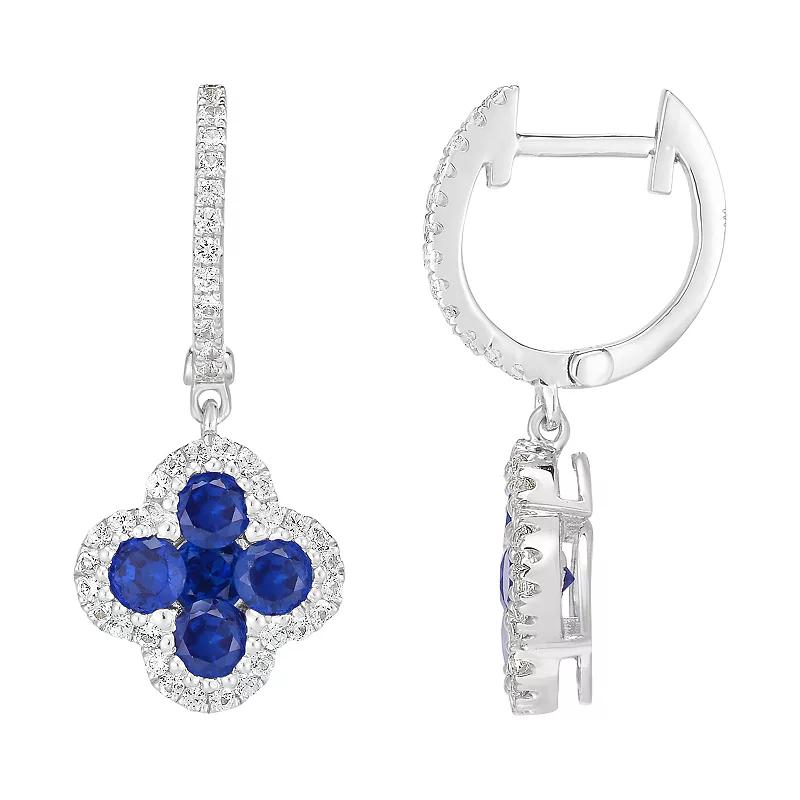 1/10-ct. Plated Sterling Silver & Lab Created Gemstone Earrings, Womens, Created Blue Blue Product Image