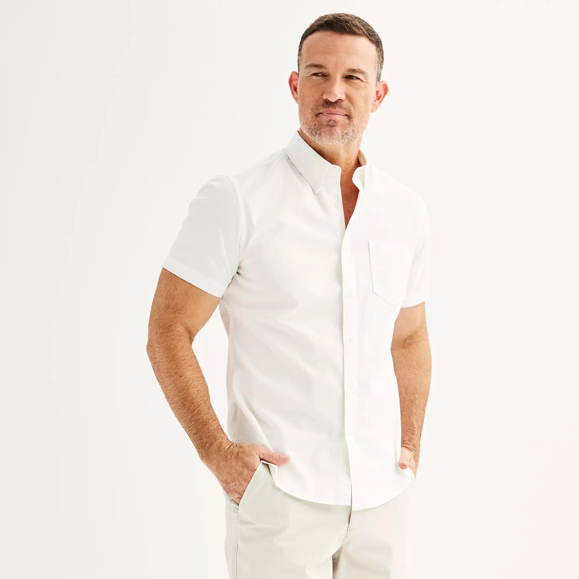 Men's Sonoma Goods For Life® Short Sleeve Perfect Length Button Down Shirt,  Product Image