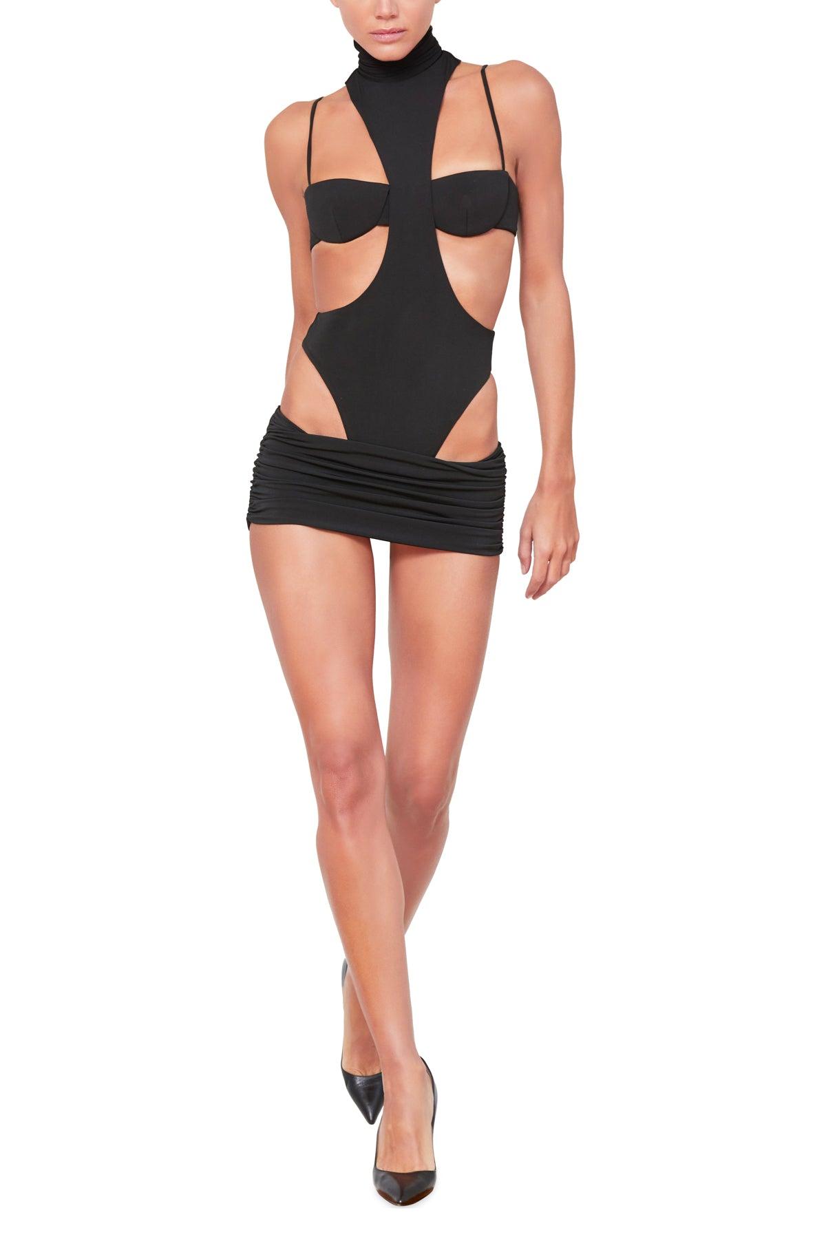 Mock Neck Bodysuit with Cut Out Bralette Detail Product Image