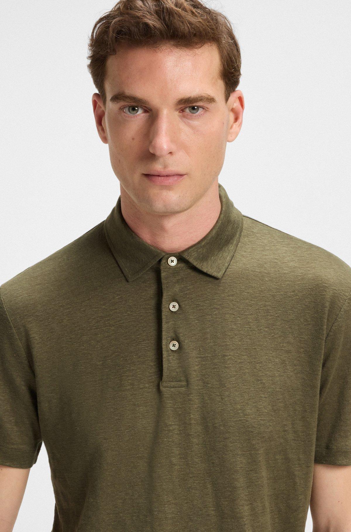 BOSS - BECKHAM x BOSS polo shirt in linen - Green Product Image