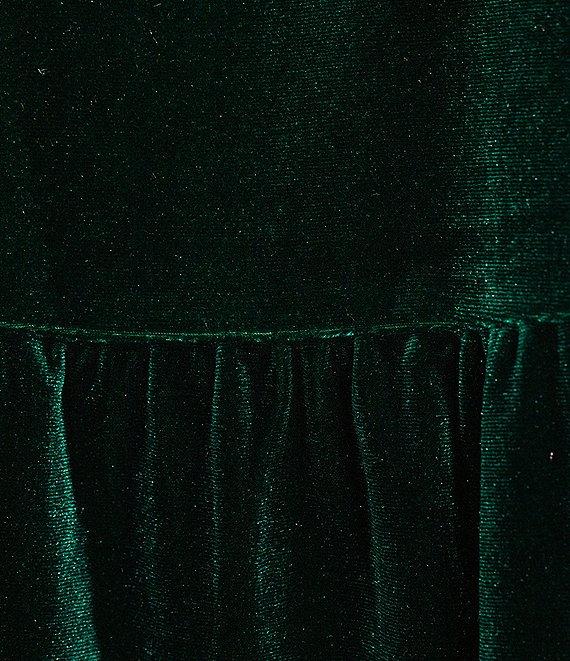 Skies Are Blue Velvet Tiered Halter Neck Sleeveless Front Bow Mini Dress Product Image