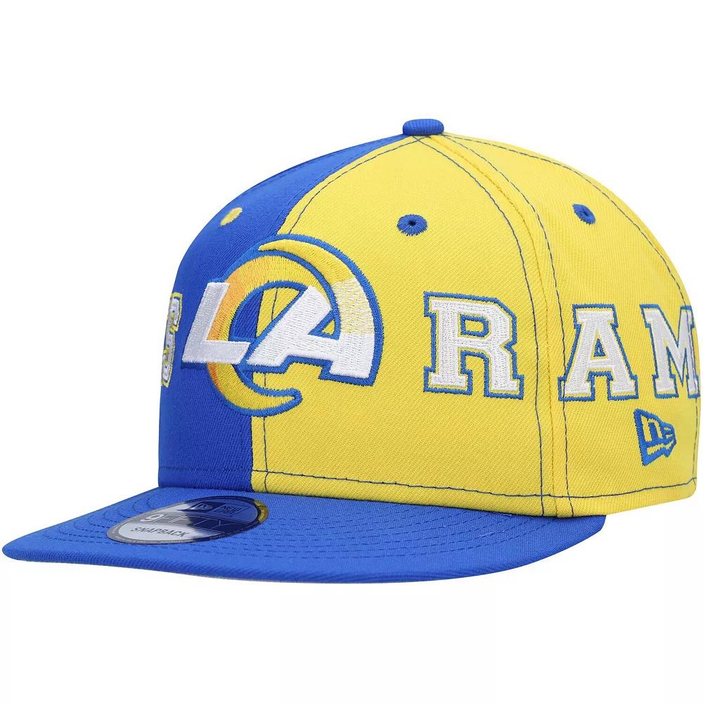 Men's New Era Royal/Gold Los Angeles Rams Team Split 9FIFTY Snapback Hat, Blue Product Image