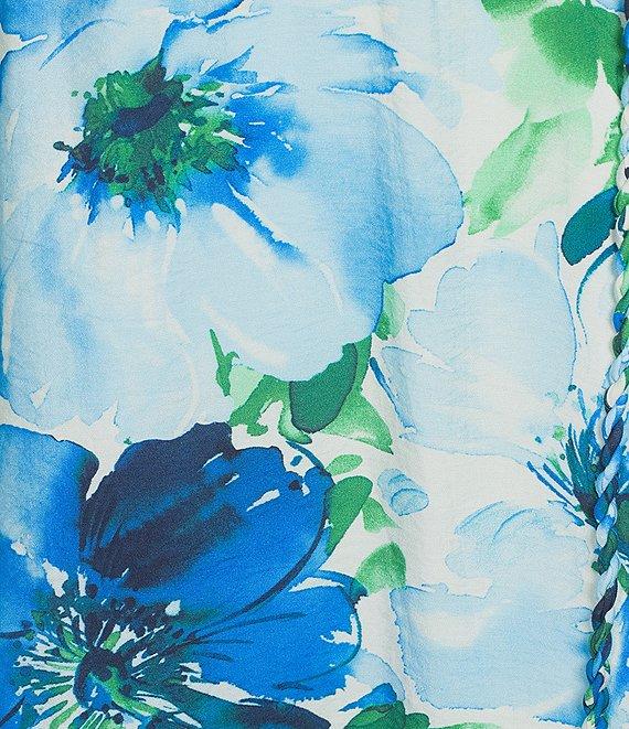 Alex Marie Joelle Floral V-Neck Short Sleeve Tie Waist A-Line Dress Product Image