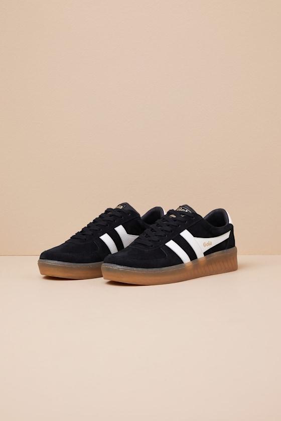 Grandslam Black and Off White Suede Leather Sneakers Product Image