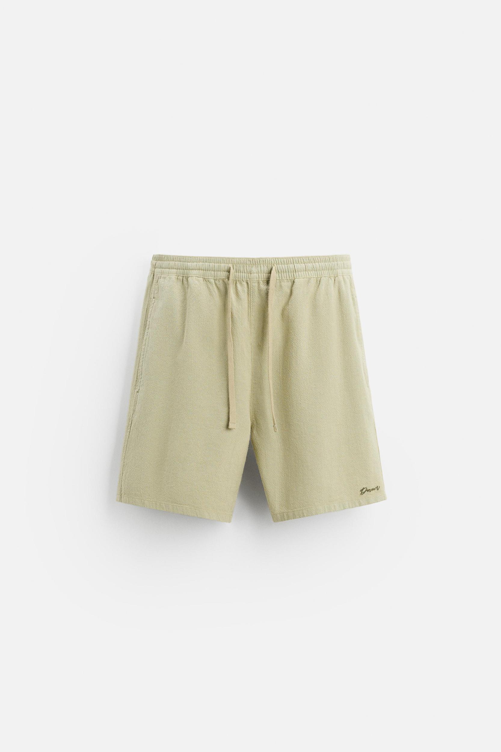TEXTURED EMBROIDERED SHORTS Product Image