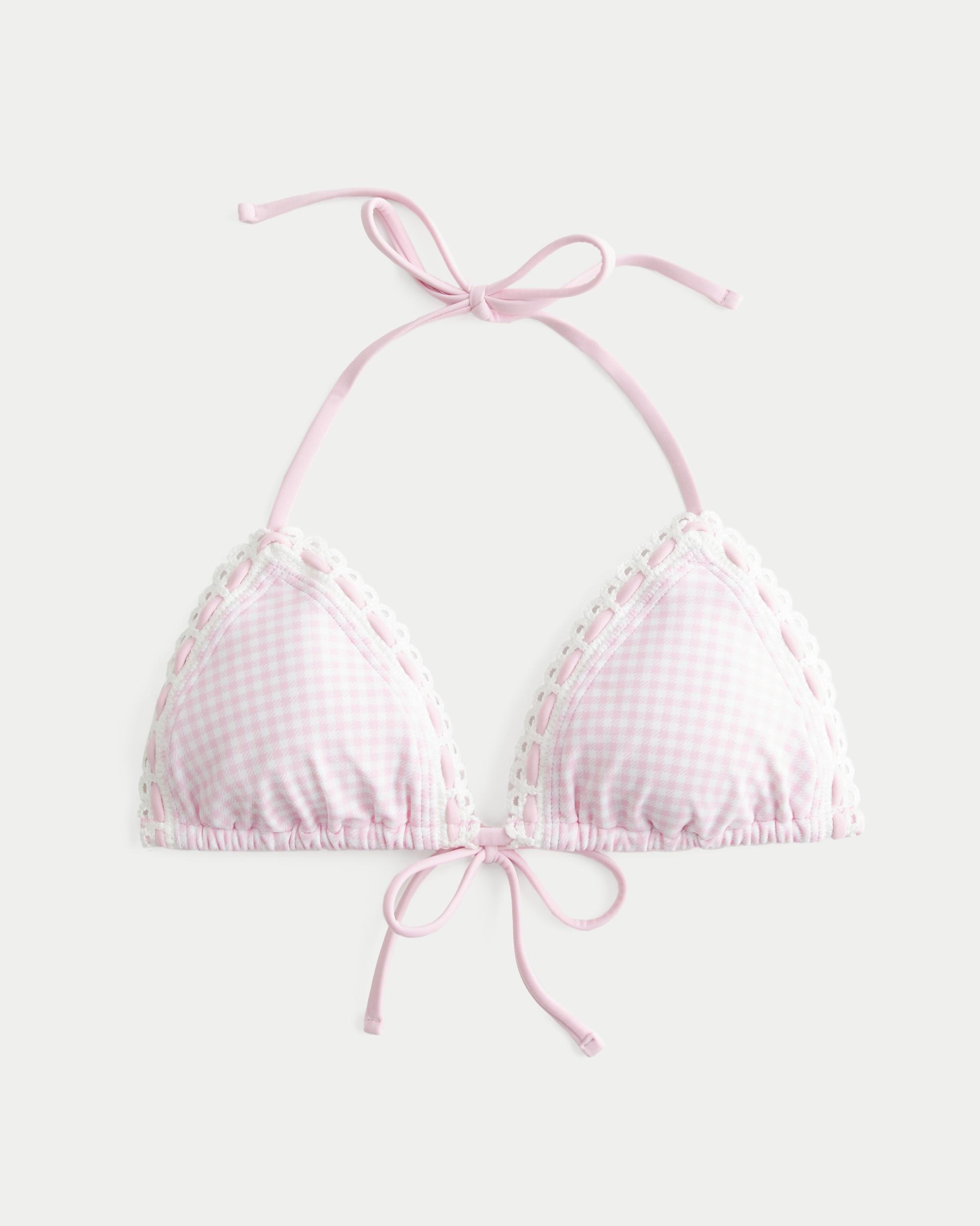 Stitched Trim Halter Triangle Bikini Top Product Image